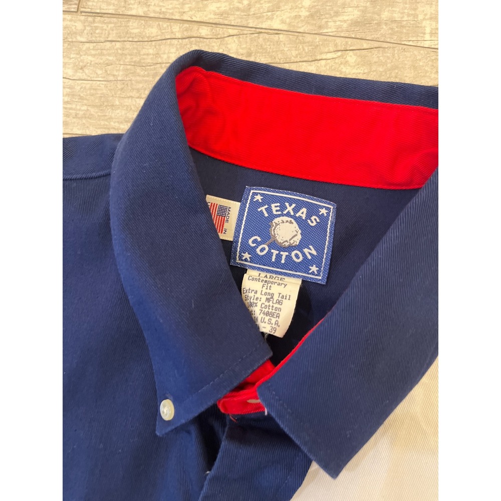 Texas Cotton‎ Mens Large Contemporary Fit Button Down Shirt Texas Flag Design